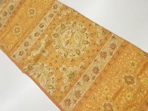 リサイクル　横段に華紋・花唐草・鳳凰模様織出し袋帯